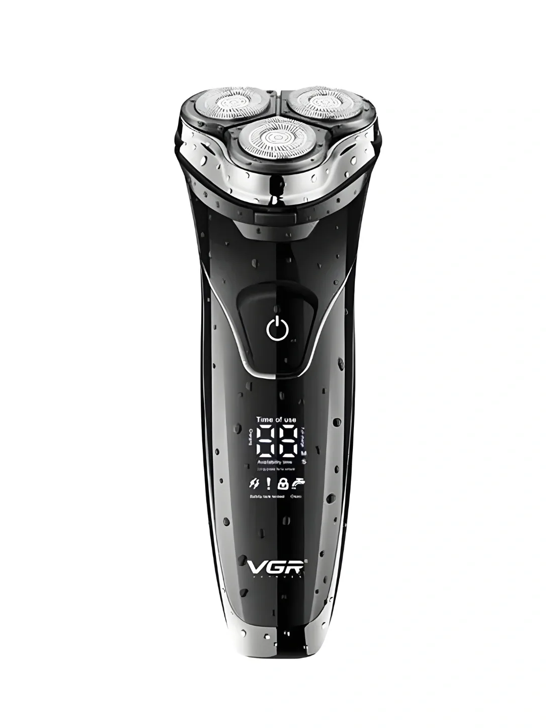 VGR V-318 3D Rotatsion Elektr Qiruq, Pop-up Trimmer, Keng LED (Vaqt+Zaryad+Blok+Suv), Qora/Xrom