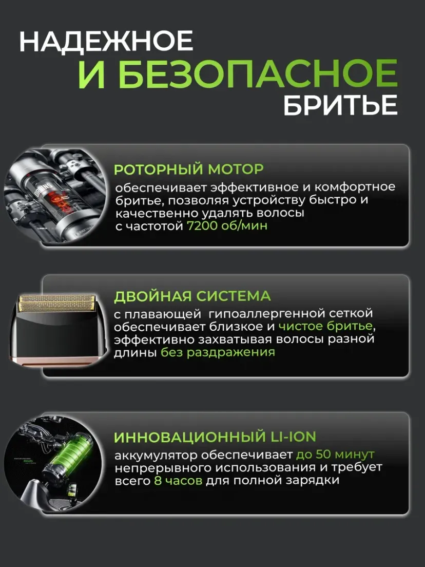 Электробритва VGR V-331 для мужчин, с USB зарядкой