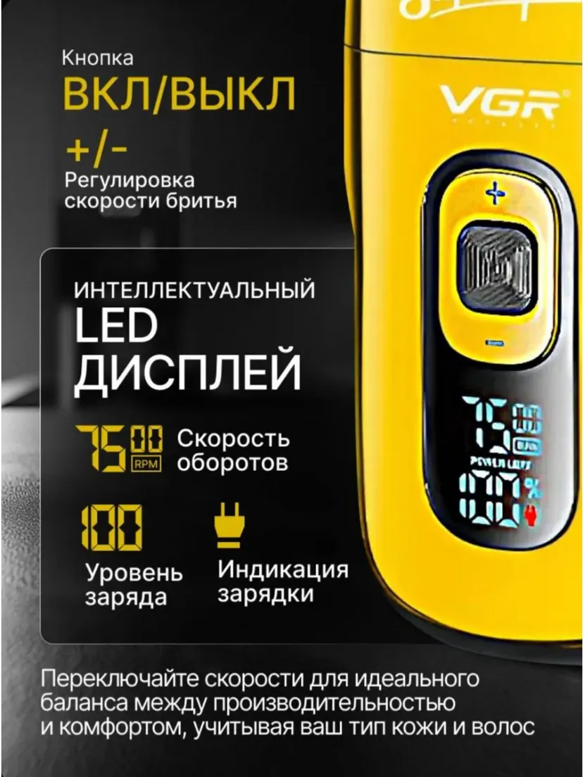 Профессиональный триммер для волос и бороды VGR V-332-GOLD, Золотой