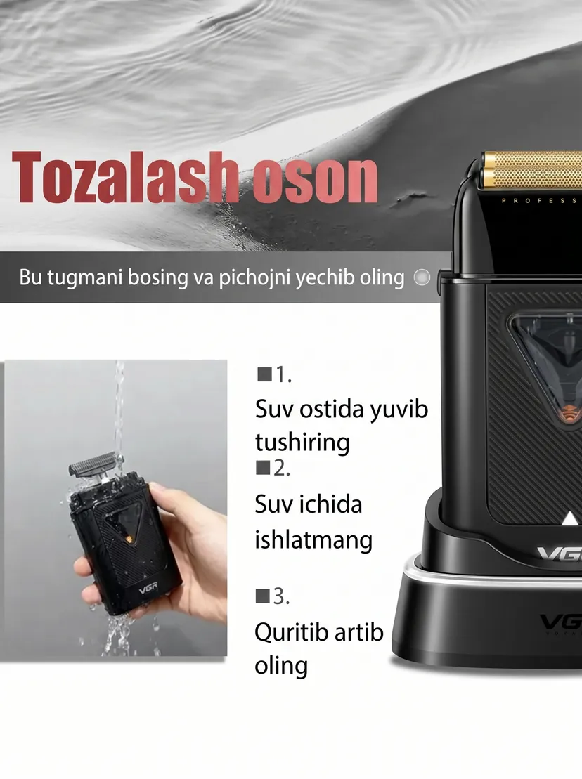 Профессиональный триммер для волос и бороды VGR V-334, Qora (Carbon)