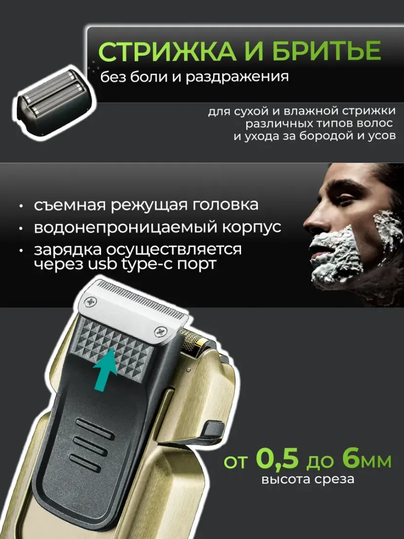 Профессиональный триммер для волос и бороды VGR V-337, Титан