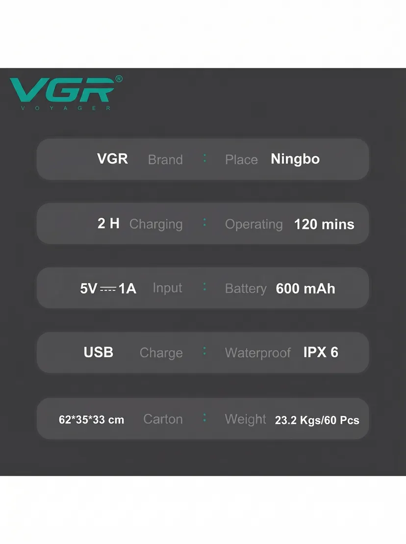 Профессиональный триммер для волос и бороды VGR V-359-GOLD, Золотой