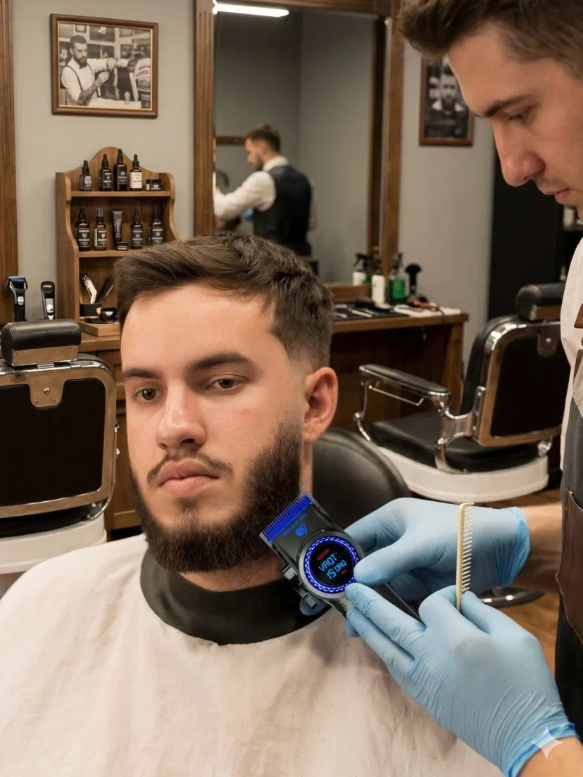 VGR V-671 professional soch va soqol trimmeri, ko'k rang, karbon dizayn, raqamli displey