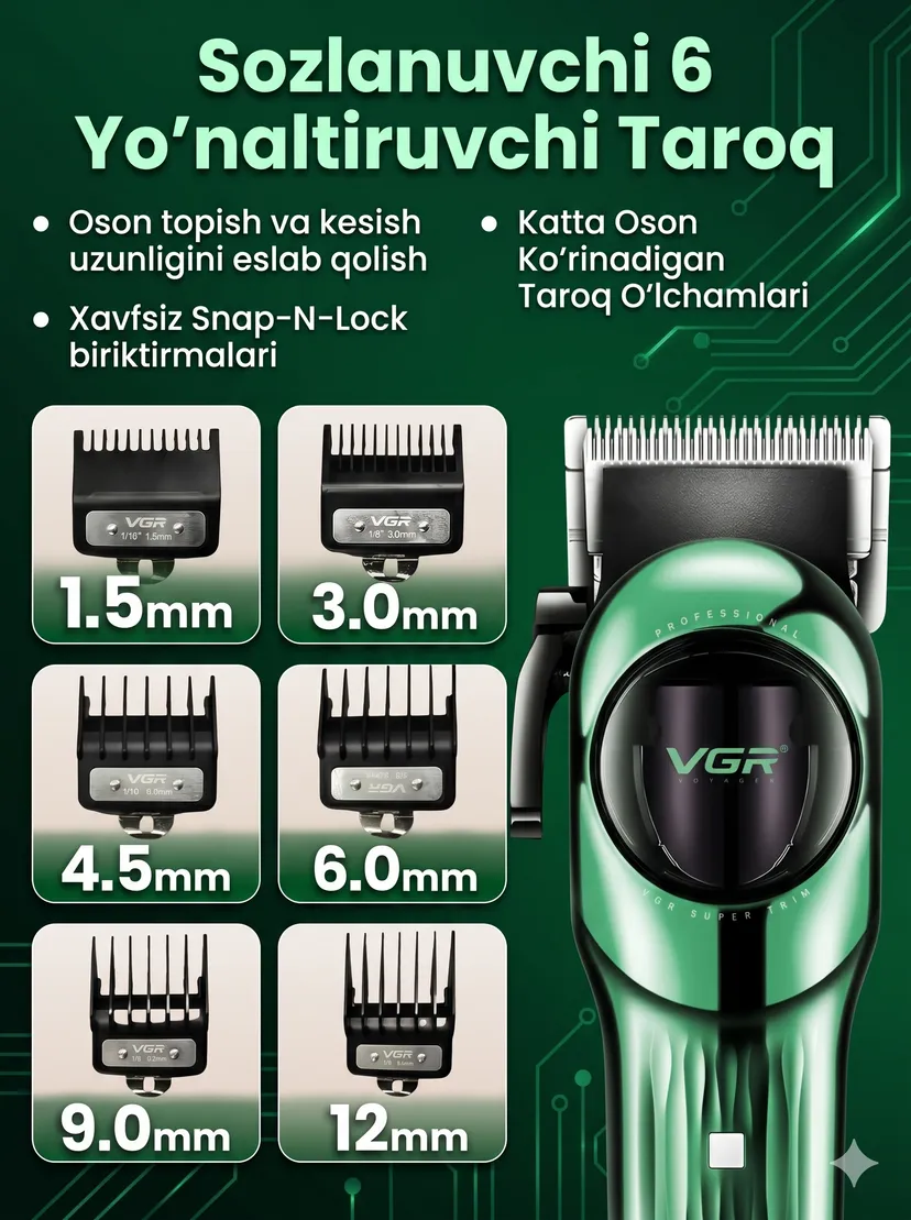 VGR V-166 Professional Hair Clipper — это профессиональная машинка для стрижки волос