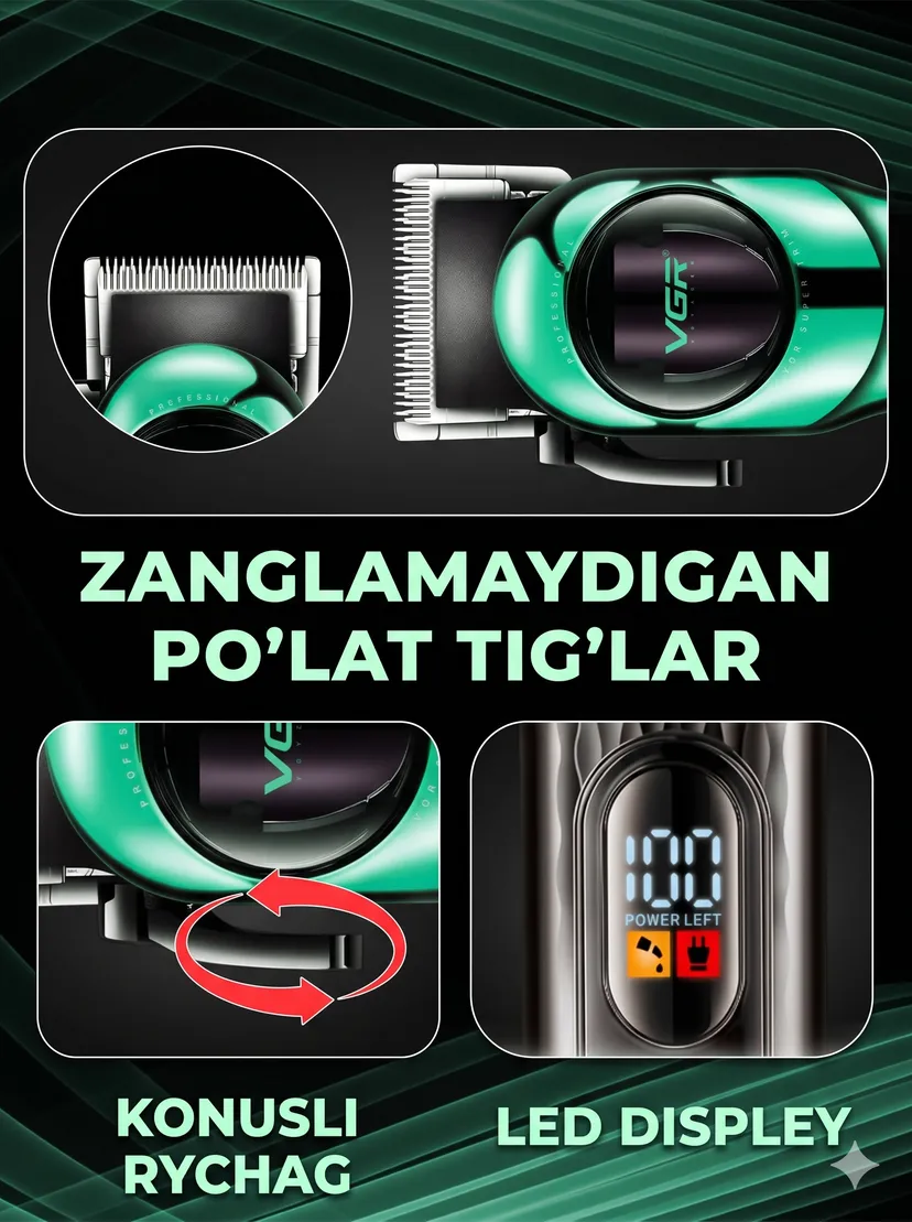 VGR V-166 Professional Hair Clipper — это профессиональная машинка для стрижки волос