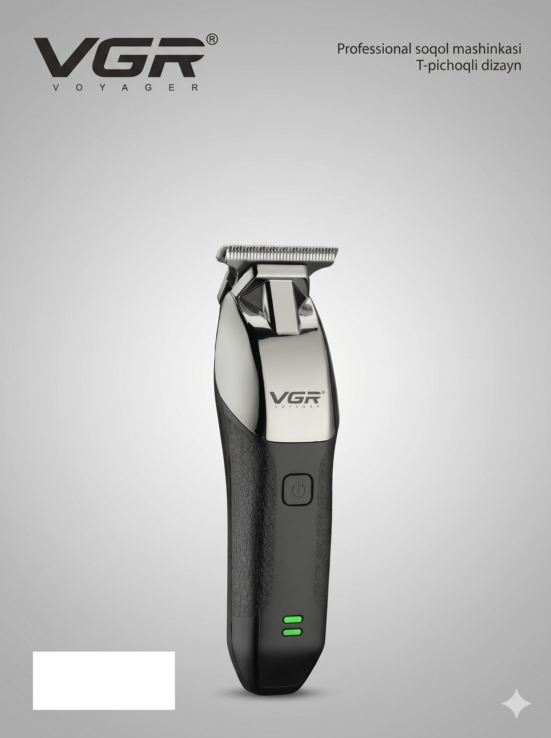 VGR V-171 Professional Soqol Trimmeri, T-pichoq, Xrom Korpus, 3 LED Indikator - 6