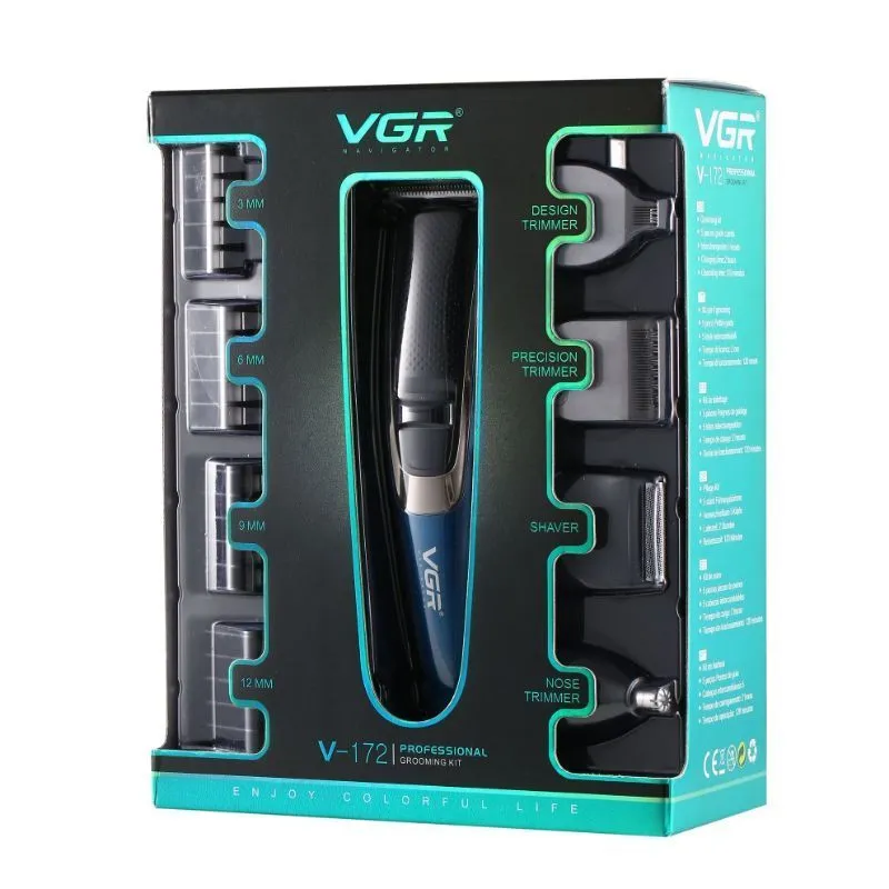VGR V-172 4-ta-1da Grooming Kit: Trimmer+Precision+Shaver+Burun, 4 Nasadka (3-12mm) - 2