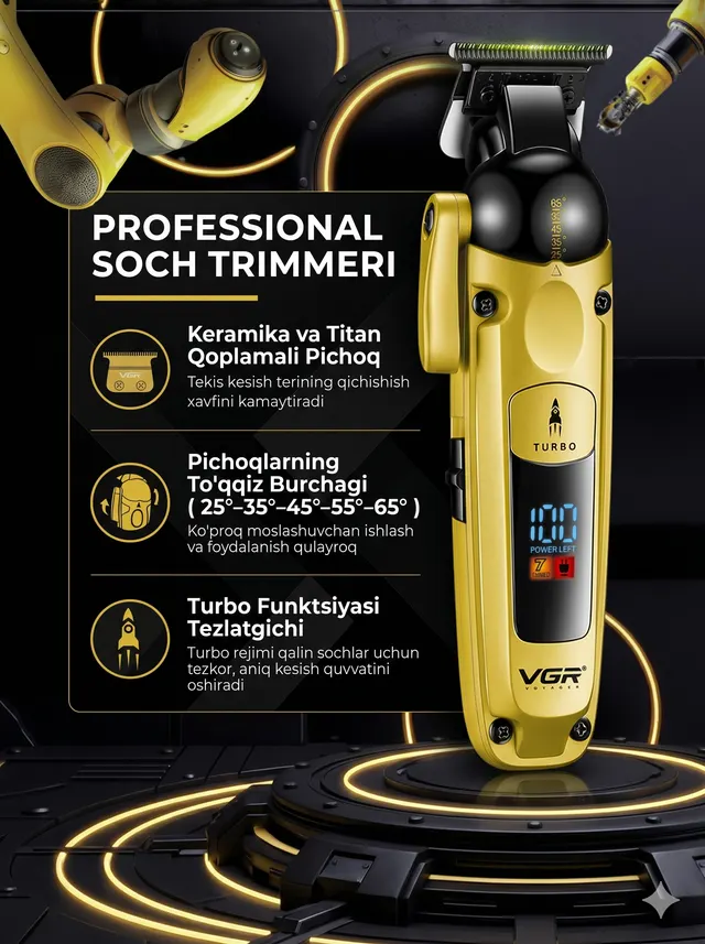 Soch va soqol olish uchun professional trimmer VGR V-274, Titan