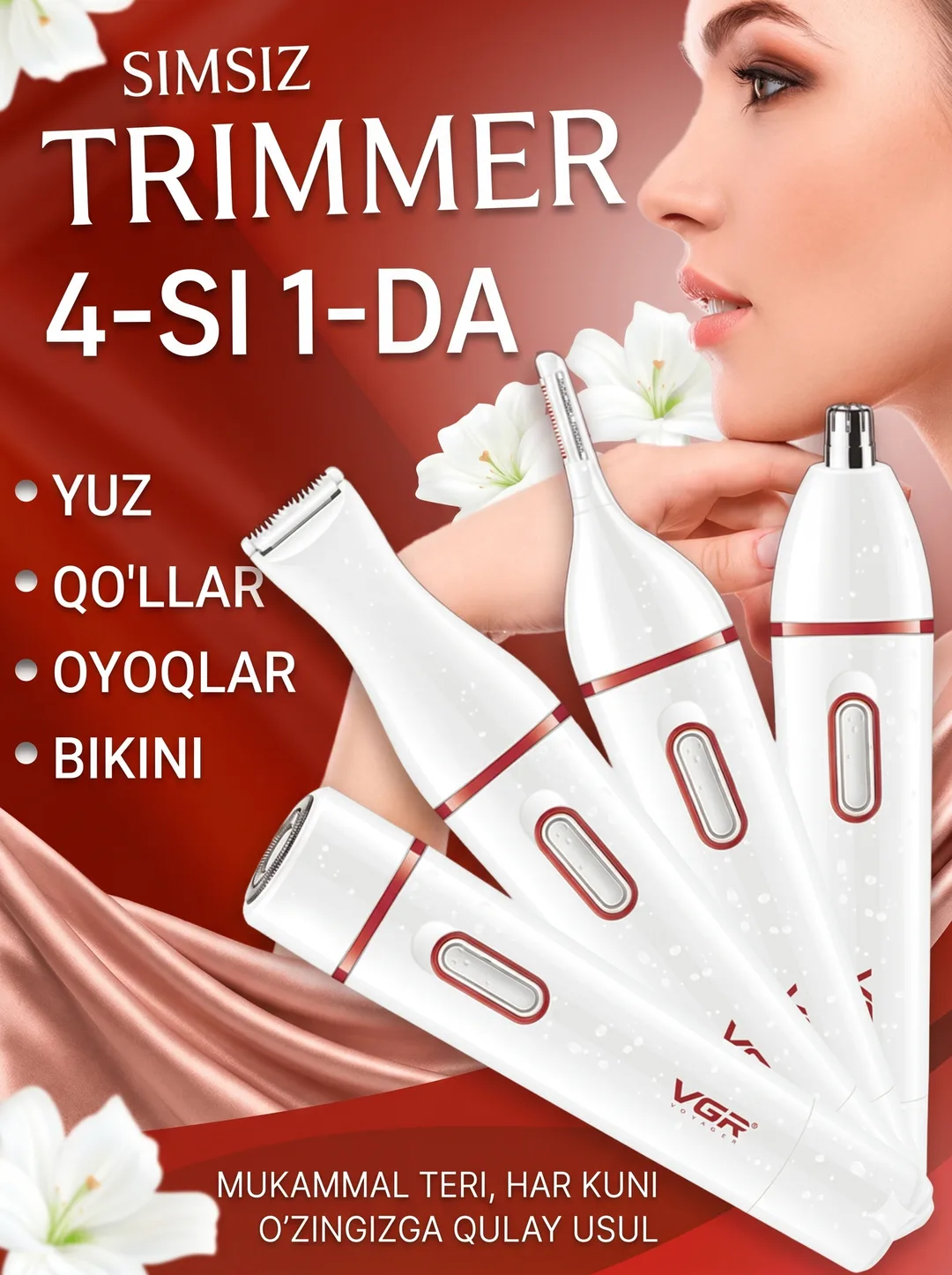 VGR V-725 Ayollar Uchun Tana Trimmeri, Zanglamas Pichoq, 2-5mm/4-7mm