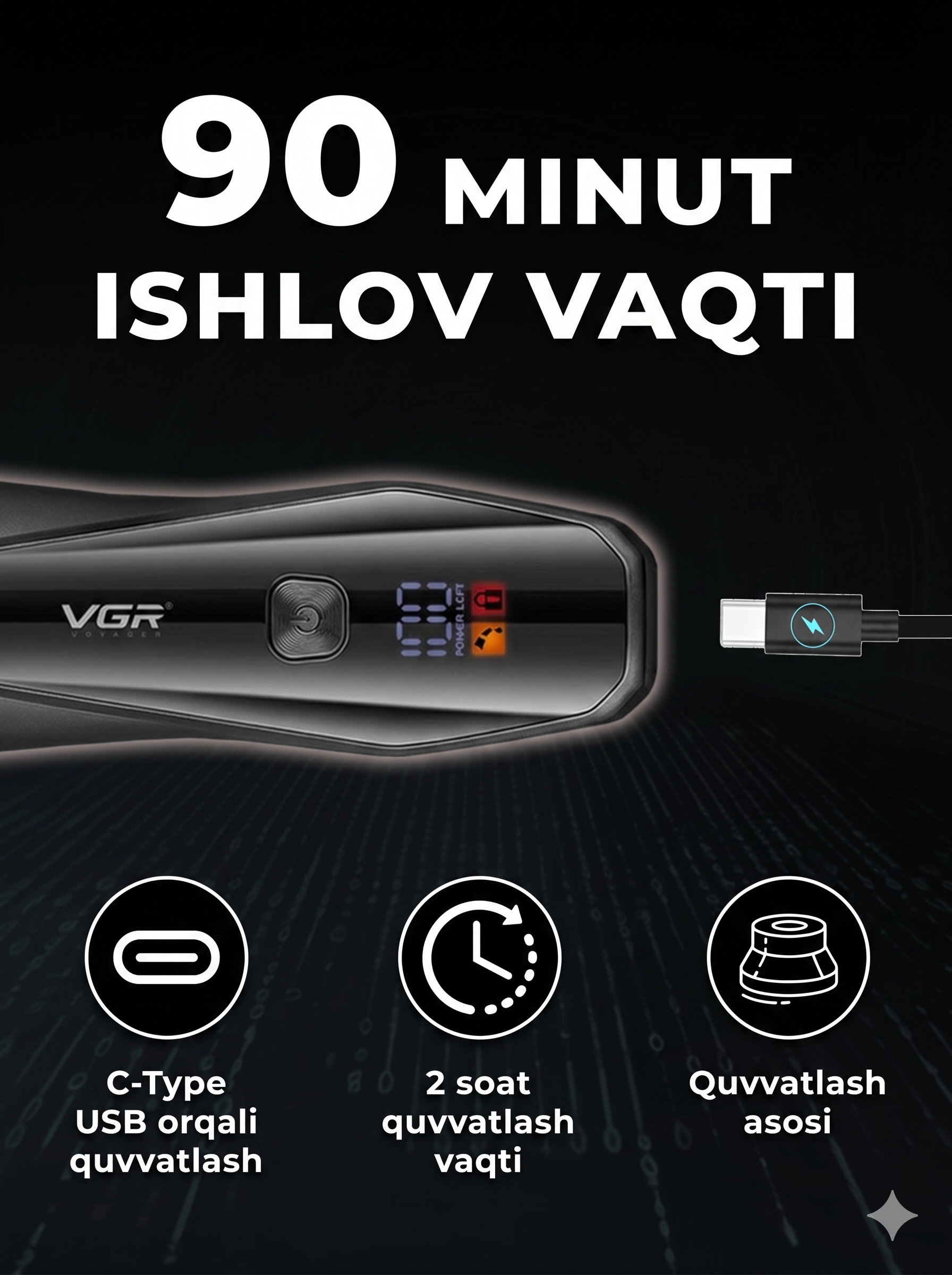 VGR V-938 Professional Tana Trimmeri, Keramika Pichoq, IPX7, AFA Litsenziyali - 7