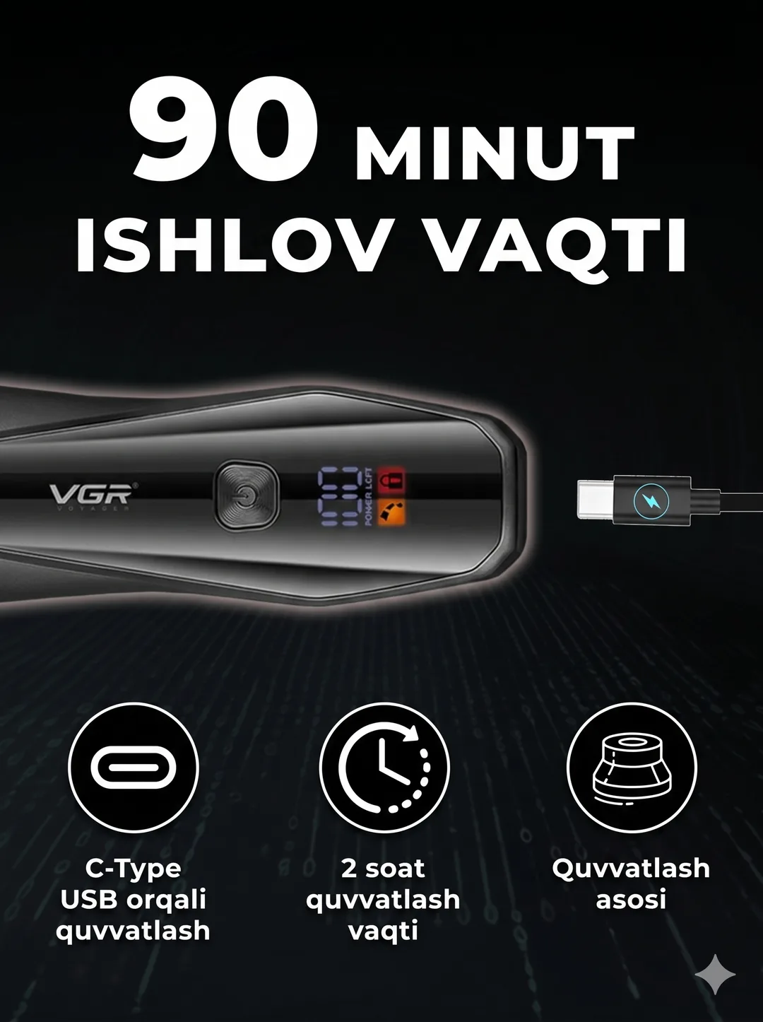 VGR V-938 Professional Tana Trimmeri, Keramika Pichoq, IPX7, AFA Litsenziyali