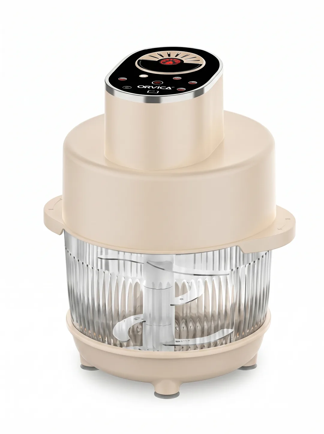 ORVICA ORM-2025 4-ta-1da Professional Food Chopper, 5L Shaffof Idish, 1800W, Analog Dial + Sensor