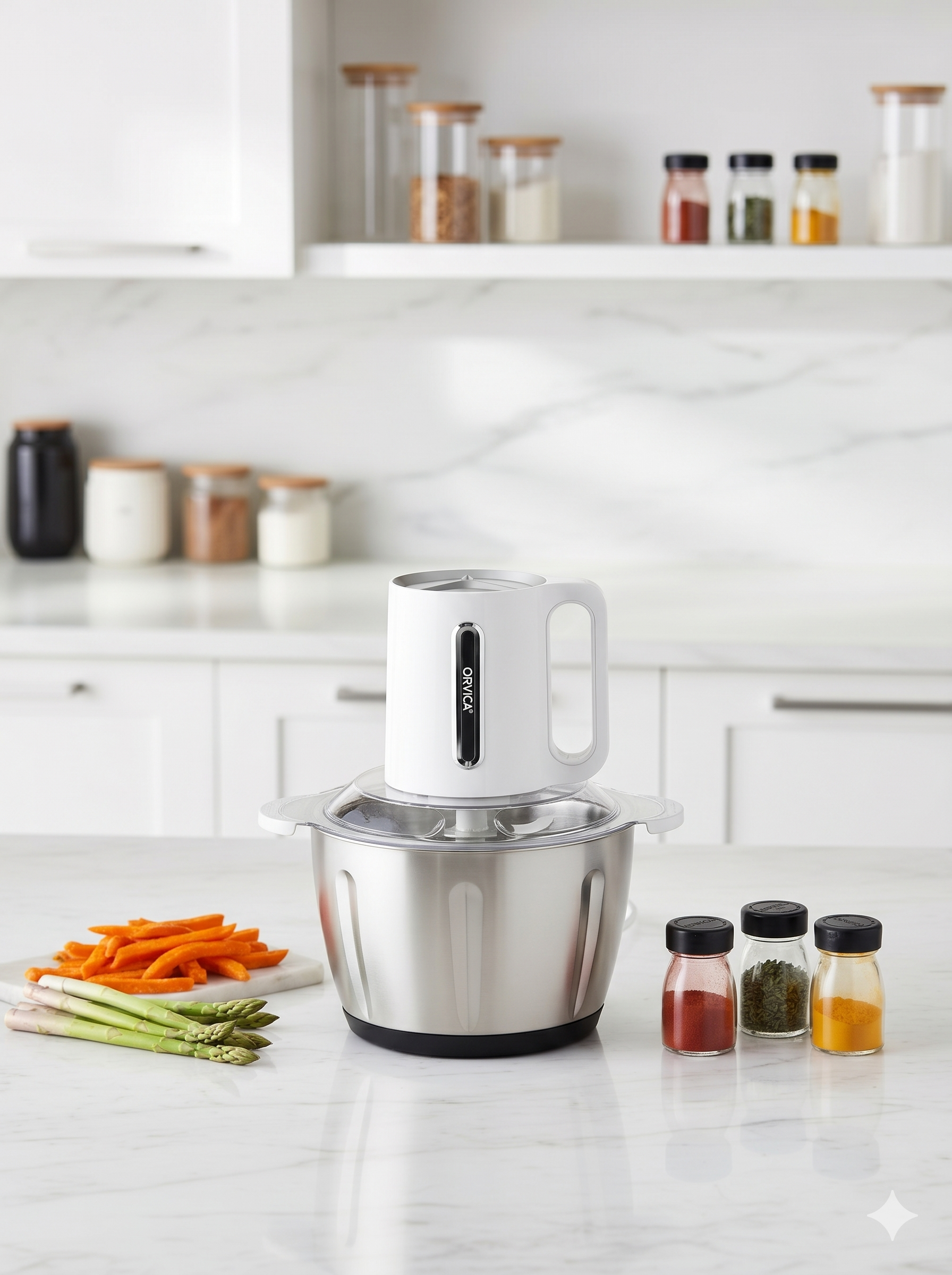 ORVICA ORM-7913-3 Food Chopper, 3L Zanglamas Po'lat Idish, 2000W, Professional, Oq Korpus - 4