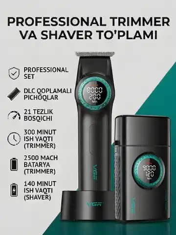 Soch va soqol olish uchun professional trimmer VGR V-977/377 S2, Qora