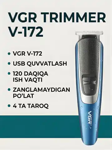 Soch va soqol olish uchun professional trimmer VGR V-172, Qora-ko'k