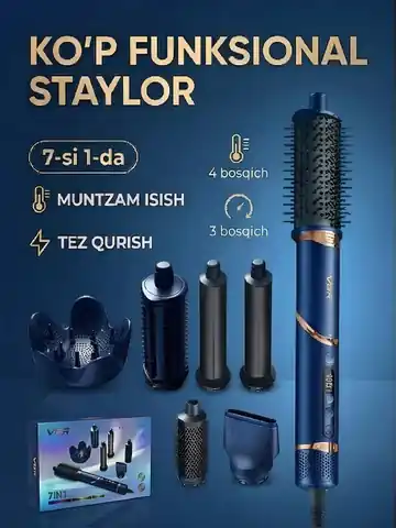 Soch turmaklash uchun ko'p funksiyali stayler VGR V-477-TO'Q, To'q ko'k