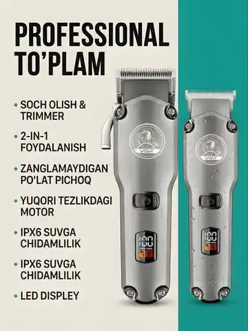 Soch va soqol olish uchun professional trimmer VGR V-675 S2-SERIY, Kulrang