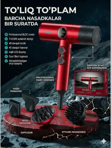 Soch quritish uchun professional fen VGR V401, Qizil