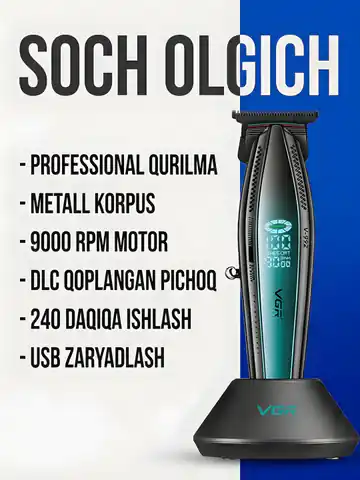 Soch va soqol olish uchun professional trimmer VGR V-992, Ko'k
