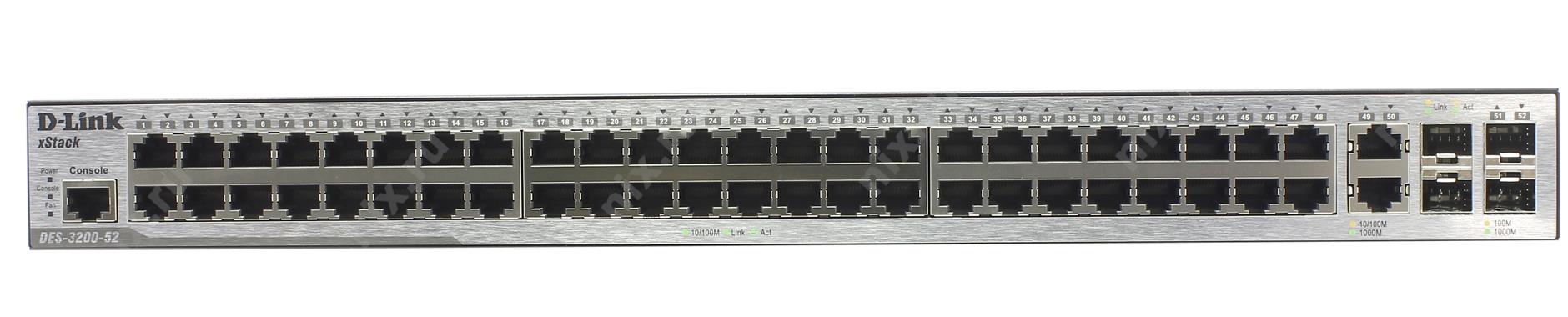 Коммутатор D-Link 48-Port 10/100Mbps + 2 Combo 1000BASE-T/SFP + 2 100/1000 SFP L2 DES-3200-52 DES-3200-52