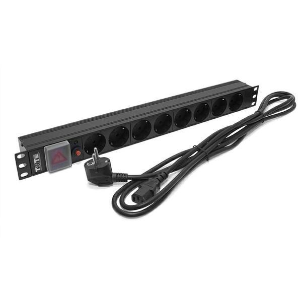 Блок розеток TWT 19" 8 шт., 10A 250V, шнур питания 1.8 м TWT-PDU19-10A8P-1.8 TWT-PDU19-10A8P-1.8