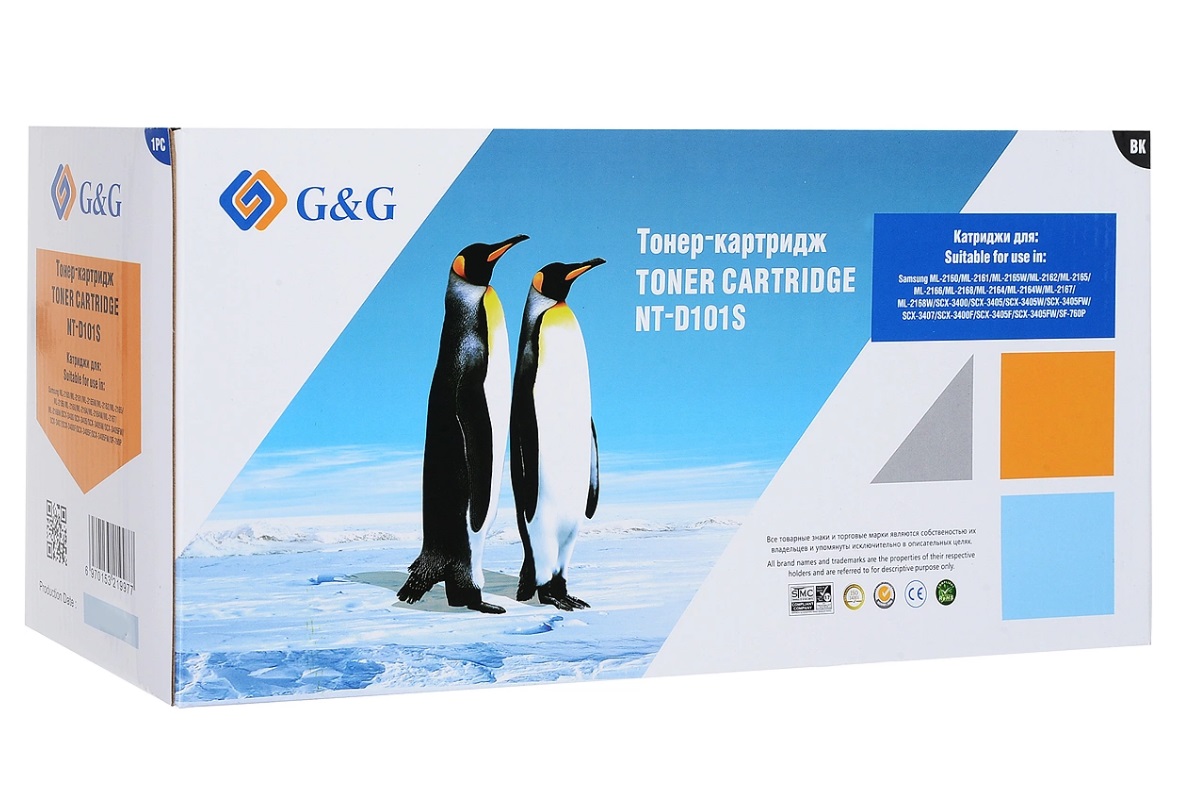 Тонер-картридж G&G для Samsung ML-2160/2161/2162/2165/2166/2168 SCX-3400/3405 (1500стр) NT-D101S NT-D101S