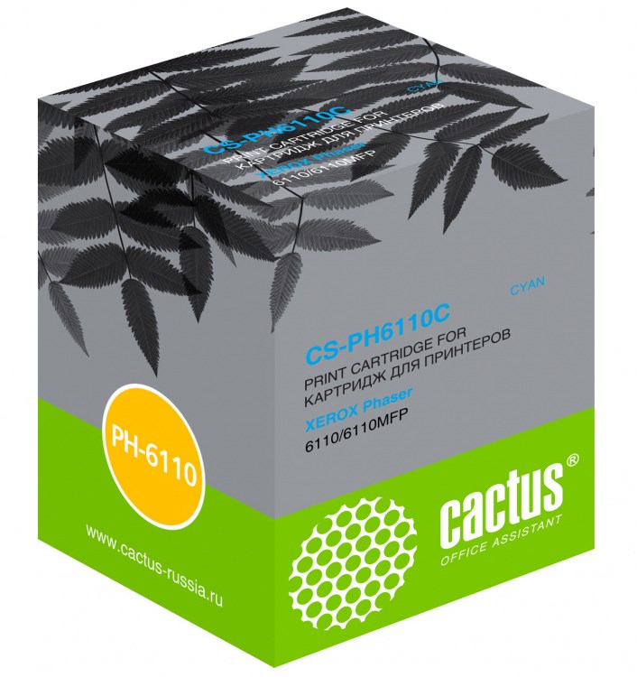 Тонер-картридж Cactus CS-PH6110C 106R01206 голубой для Xerox Phaser 6110 (1000стр.) CS-PH6110C CS-PH6110C