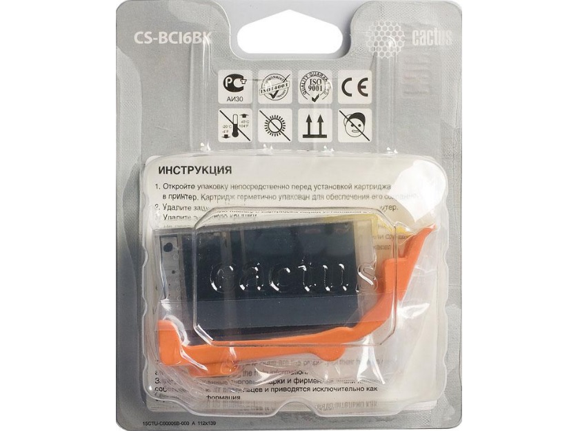 Картридж Cactus струйный CS-BCI6BK черный для Canon i905D/i950S/i960x/i965/i990/i9100/i9950/S800/S82 CS-BCI6BK CS-BCI6BK
