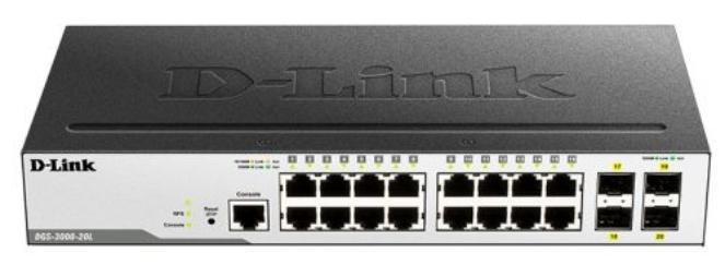 Коммутатор D-Link L2 Managed Switch with 16 10/100/1000Base-T ports and 4 1000Base-X SFP ports DGS-3000-20L/B1A DGS-3000-20L/B1A