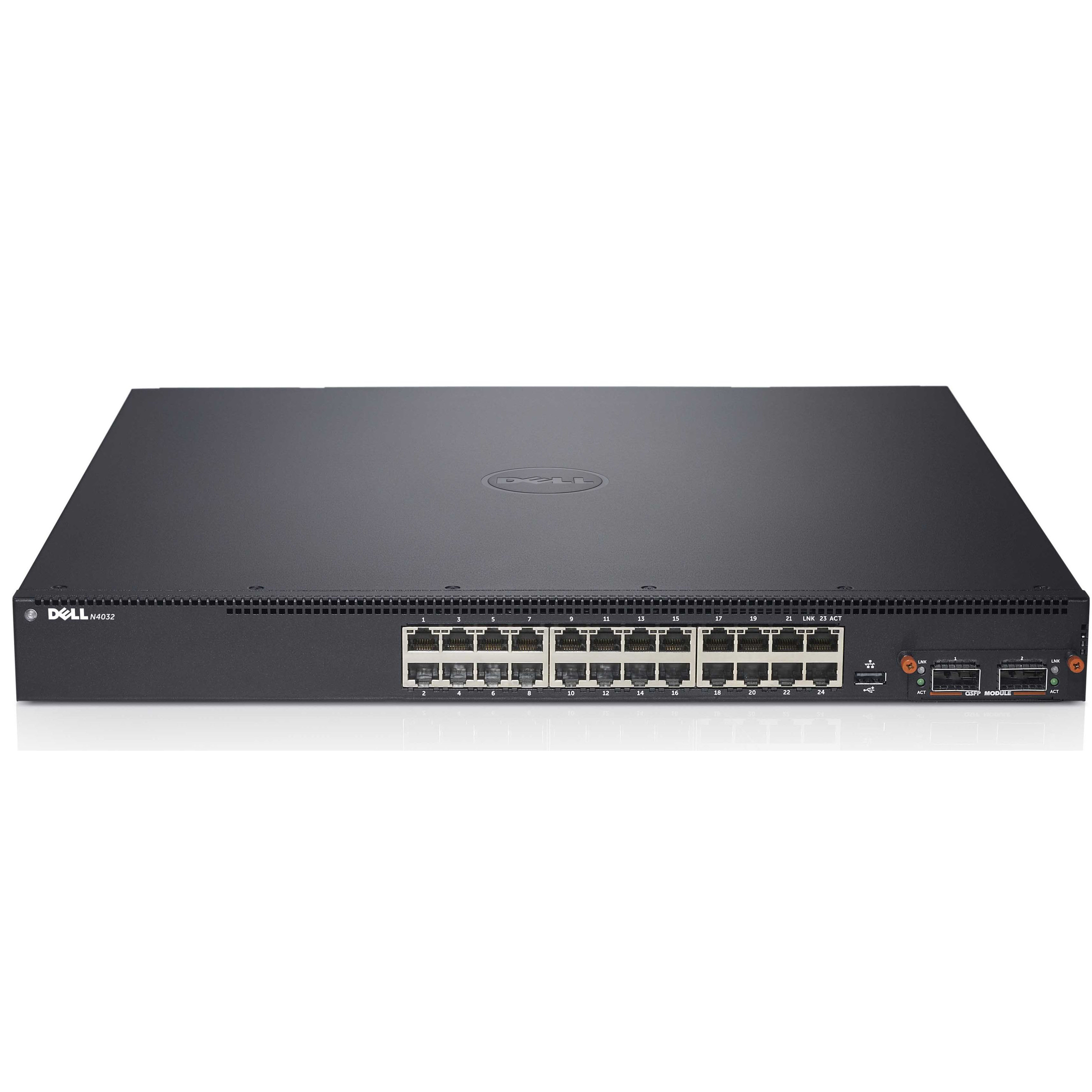 Коммутатор Dell EMC N4032F, 24x10GbE SFP+ Fixed Ports, 1xHot Swap Modular Bay, 2xPower Supplies, 3YPSNBD (210-ABVT) N4032F-ABVT-01 N4032F-ABVT-01