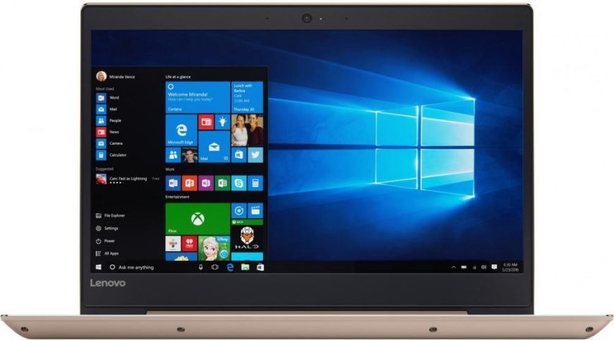 Ноутбук Lenovo IdeaPad 520S-14IKB 14" золотистый Core i3 7100U, 4Gb, SSD256Gb, Intel HD Graphics 620, 14", IPS, FHD (1920x1080), Windows 10, gold, WiFi, BT, Cam (80X200F2RK) 80X200F2RK