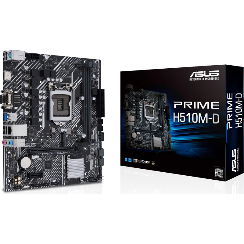 Материнская плата ASUS PRIME H510M-D, LGA1200, H510, 2*DDR4, D-Sub,HDMI, SATA3, Audio, Gb LAN, USB 3.2*4, USB 2.0*6, COM*1, LPT*1 , mATX PRIME H510M-D PRIME H510M-D