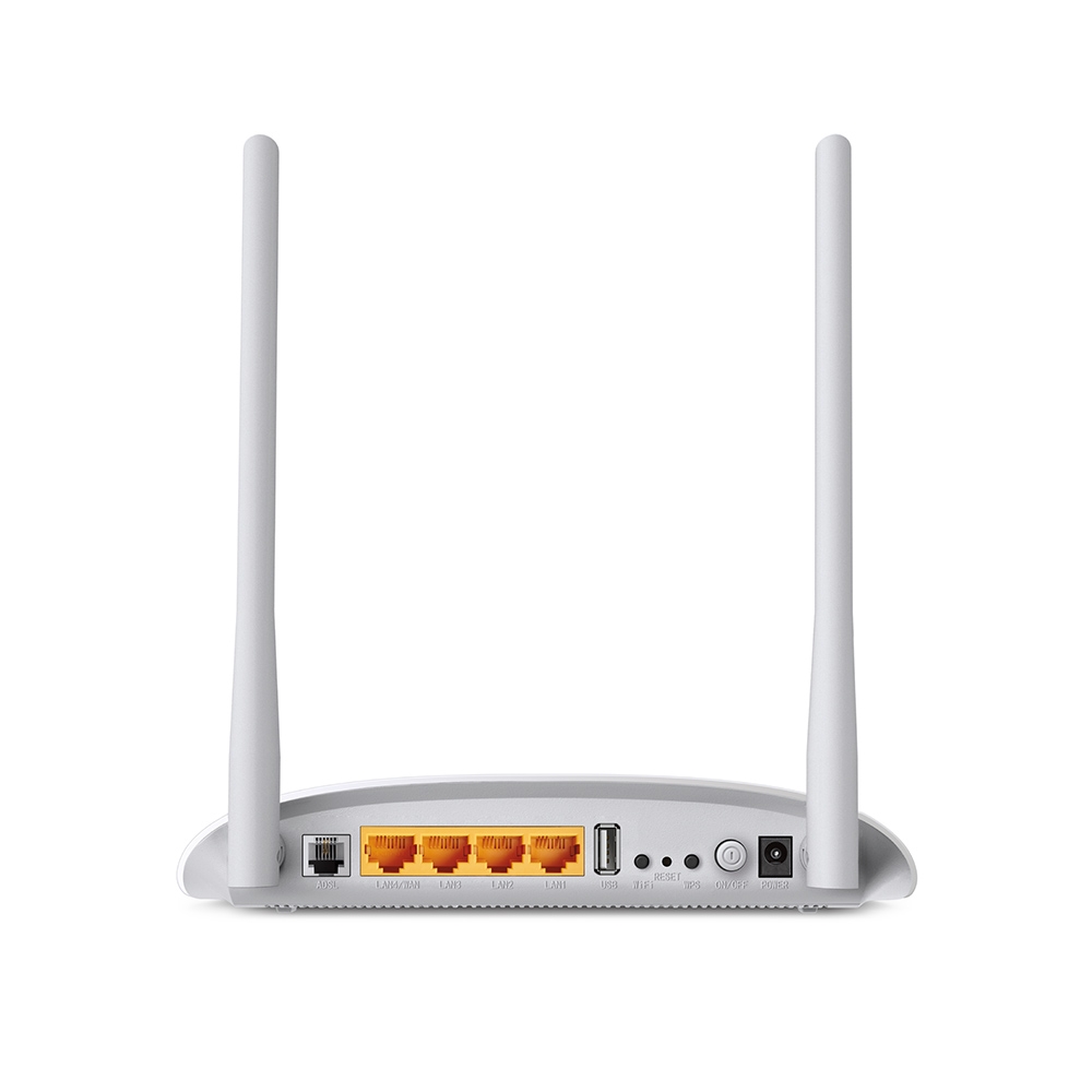 Маршрутизатор TP-Link 300n, модем ADSL2+ Annex A, 802.11b/g/n,1* RJ11,4*RJ45 10/100,1*USB 2.0, 2 съёмн 5 дБи ант, ADSL-спл TD-W8968 TD-W8968