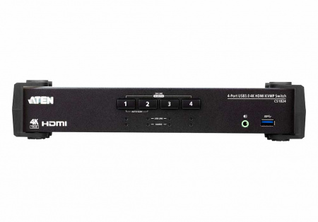 KVM-переключатель ATEN KVM+Audio+USB 3,1 Gen1, 1> 4 блока/порта/port USB, компл,шнур,:HDMI;USB;AUDIO 4х1,2м,, (макс,разр,4096x2160/3840x2160 60Hz 4:2:0;консоль упр,- USB;+ 2 порт, HUB USB 3,1 Gen1) CS1824-AT-G CS1824-AT-G