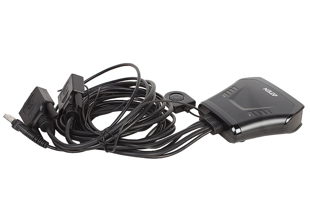 KVM переключатель ATEN DVI-D+KBD+MOUSE, 1> 2 блока/порта USB, со встр. KVM-шнурами USB 2x1.2м CS22D-A7 CS22D-A7