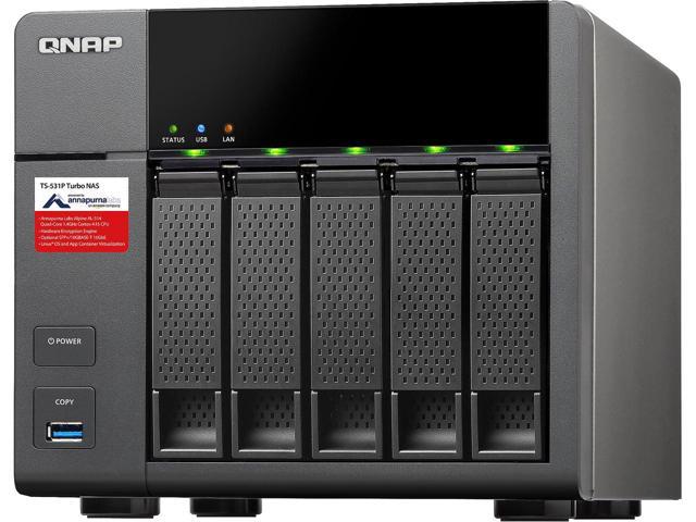 Сетевой RAID-накопитель QNAP 5 отсеков для HDD. Четырехъядерный Labs Alpine AL-314 4-core 1,4 ГГц TS-531P-2G TS-531P-2G