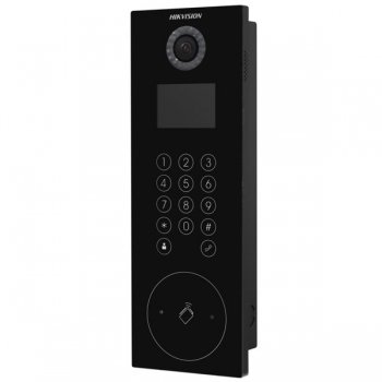 Вызывная панель Hikvision DS-KD8102-V 1.3Мп многоабонентская IP c LED-подсветкой 3.5" цветной TFT LCD экран с разрешением 480?320; сенсорная клавиатура; считыватель карт; микрофон; динамик DS-KD8102-V DS-KD8102-V