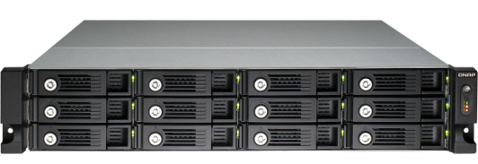 Сетевой RAID-накопитель QNAP 12 отсеков для HDD, 19", два блока питания. Двухъядерный Intel G3250 3,2 ГГц, 4ГБ TVS-1271U-RP-PT-4G TVS-1271U-RP-PT-4G