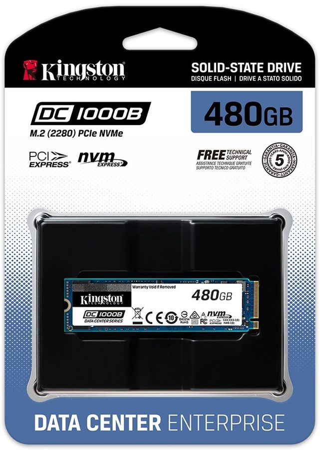 Твердотельный накопитель Kingston SSD M.2 480Gb DC1000B Series (PCI-E 3.0 x4, up to 3200/565Mbs, 3D TLC, NVMe, AES-256, 475TBW, 0.5DPD SEDC1000BM8/480G SEDC1000BM8/480G