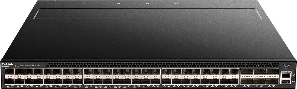 Коммутатор D-Link Managed L3 Switch 48x10GBase-X SFP+, 6x40GBase-X QSFP+, CLI, 1000Base-T Management, mini-USB Console, USB, w/D-Link OS  DXS-5000-54S/A1ASI DXS-5000-54S/A1ASI