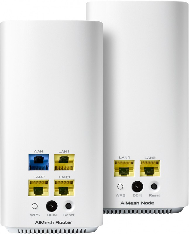 Бесшовный Mesh роутер ASUS  ZenWiFi AC MINI CD6 (W-2-PK)  AC1500 10/100/1000BASE-TX белый (упак.:2шт)  CD6(2-PK) CD6(2-PK)