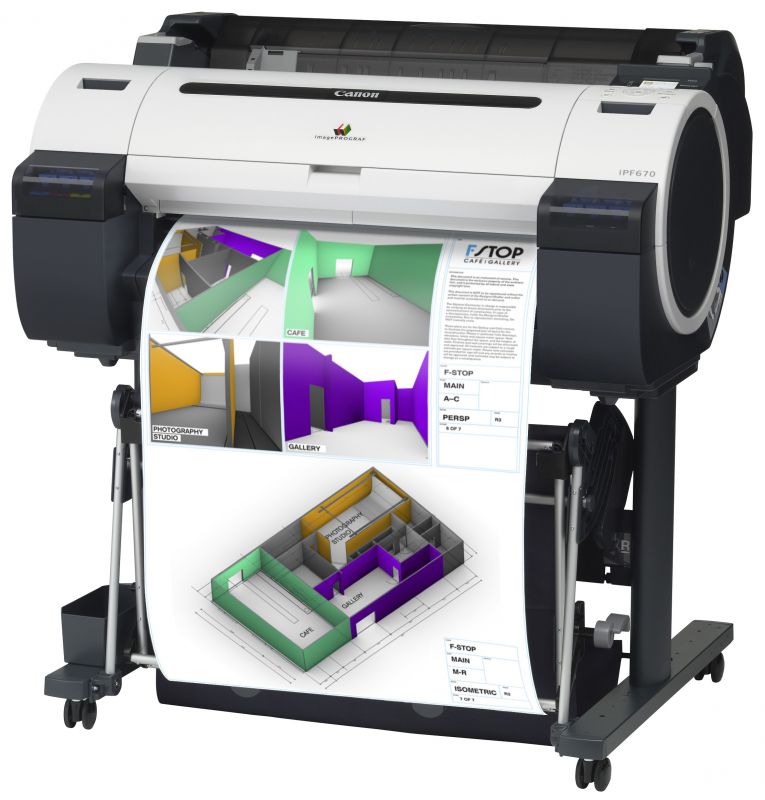 Плоттер Canon iPF670 24"/610mm, 5 colors (макс.объём-130мл), 2400x1200dpi, 256Mb, GARO, HP-GL/2, HP RTL, USB/LAN 9854B003 9854B003