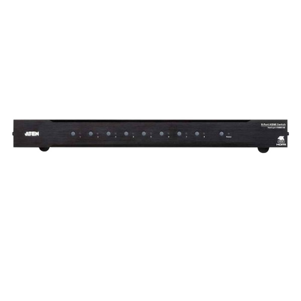 KVM-переключатель ATEN HDMI, 8> 1 монитор/port, без шнур,, (3 метр, до приемника/3 метр, от источника сигнала;макс,разр,4096x2160/3840x2160 60Hz 4:4:4 ;пульт Д/У;порт RS232;Б,П,220> 5,3V;5 лет гар+электростраховка)[ATEN] VS0801HB-AT-G VS0801HB-AT-G