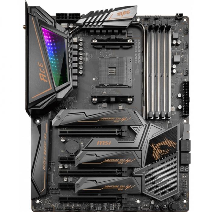 Материнская плата MSI , Socket AM4, AMD® X570, 4xDDR4-2666, 3xPCI-Ex16x, 2xPCI-Ex1x, 4xSATA3(RAID 0/1/10), 3xM.2, 8 Ch Audio, 2xGLan, WiFI 802.11, (2+4)xUSB2.0, (5+4)xUSB3.2, (1+1)xUSB3.2 Type-C™, 1xPS/2, ATX, RTL MEG X570 ACE MEG X570 ACE