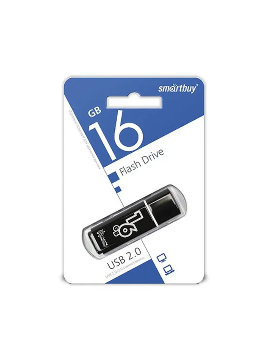 Флеш накопитель Smartbuy USB Drive 16Gb Glossy series Black SB16GBGS-K SB16GBGS-K