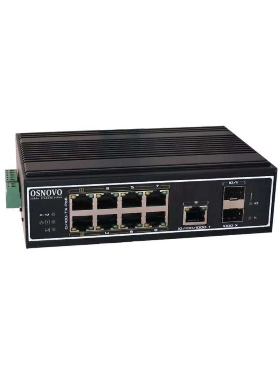 Коммутатор Osnovo 8x100Mb 1G 2SFP 300W SW-60812/I SW-60812/I