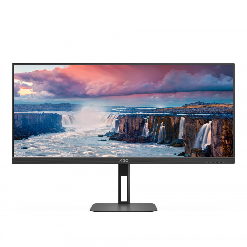 Монитор AOC 34'' 21:9 3440x1440(UWQHD) VA, GLARE, Нет, 100 Гц, 300cd/m2, H178°/V178°, 4000:1, 20M:1, 16,7 миллионов цветов, 4ms, VGA, HDMI, DP, USB-Hub, Height adj, Tilt, Swivel, Speakers, 3Y, Black U34V5C U34V5C