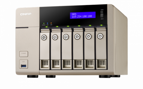 Сетевой RAID-накопитель QNAP 6 отсеков для HDD, HDMI-порт. Четырехъядерный AMD 2,4 ГГц, 4ГБ. TVS-663-4G TVS-663-4G