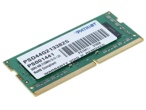Модуль памяти Patriot Signature SODIMM DDR4 4GB PC4-17000 (2133MHz, DR, CL15) PSD44G213382S PSD44G213382S