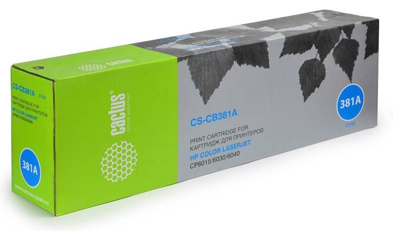 Тонер-картридж Cactus CS-CB381A голубой для HP CLJ CM6030/CM6040/CP6015 (21000стр.) CS-CB381A CS-CB381A